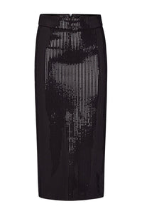 Falda de tubo negra con lentejulas negras