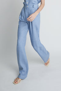Blue Linen Creased Trousers