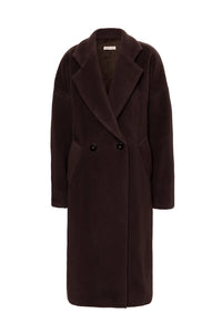 Abrigo oversize de lana y cashmere marrón chocolate. 